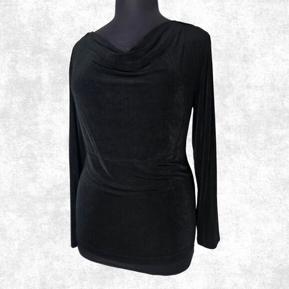 🔥 CHICO’S Travelers Black Cowl Neck Top – Size 3 (XL/16) - Picture 1 of 6